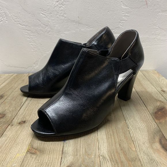 LIFE STRIDE® Simply Comfort Cala US Womens 8.5 Open Toe Heels Black Pre-Owned - Picture 3 of 9